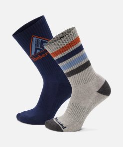 Timberland Men Accessories-2-Pack Quad Stripe Crew Sock- TB0A5Z7P451-timberland boots for females