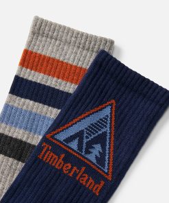 Timberland Men Accessories-2-Pack Quad Stripe Crew Sock- TB0A5Z7P451-timberland boots for females 2