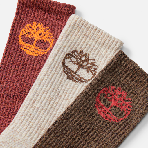 Timberland Men Accessories-3-Pack Bowden Crew Sock With Tree Logo- TB0A2PTZEFU-timberland hiking shoes - Image 2