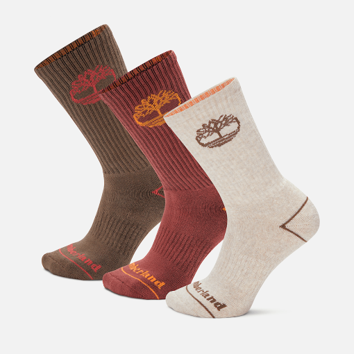 Timberland Men Accessories-3-Pack Bowden Crew Sock With Tree Logo- TB0A2PTZEFU-timberland hiking shoes