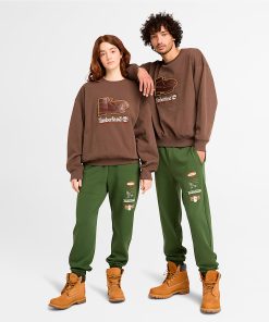 Timberland Featured Collections All Gender Collection-Box Fit Badge Crew Neck- TB0A62XK243-grey timberland boots