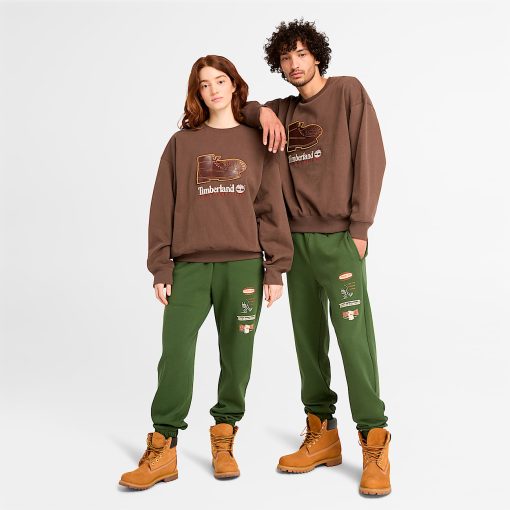 Timberland Featured Collections All Gender Collection-Box Fit Badge Crew Neck- TB0A62XK243-grey timberland boots