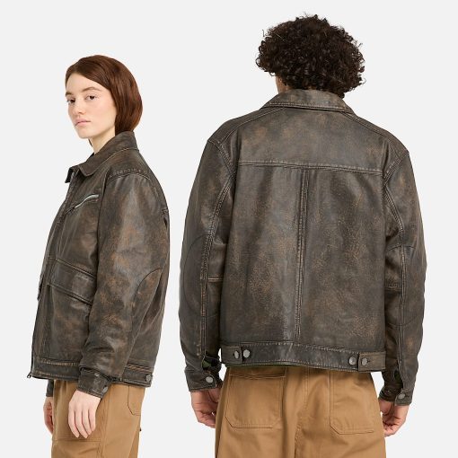 Timberland Men Clothing-Leather Strafford Bomber Jacket- TB0A6X4P243-chelsea boots - Image 2