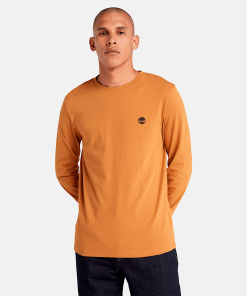 Timberland Men Clothing-Mens Dunstan River Long Sleeve Slim-fit Crew T-Shirt- TB0A2BQ3P47-timberland store