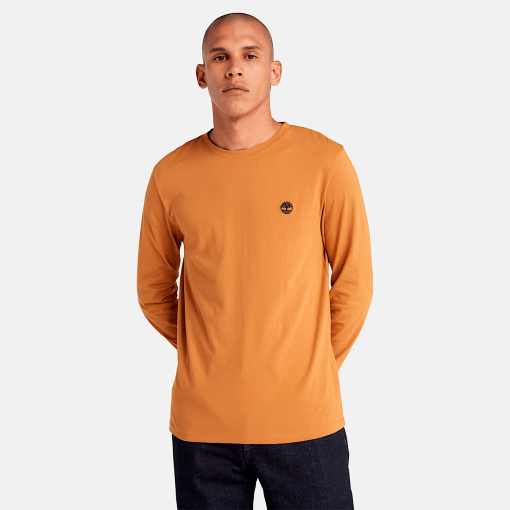 Timberland Men Clothing-Mens Dunstan River Long Sleeve Slim-fit Crew T-Shirt- TB0A2BQ3P47-timberland store