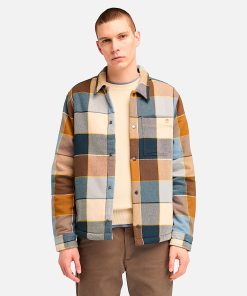 Timberland Men Clothing-Mens High Pile Fleece Lined Plaid Overshirt- TB0A6UX2EI2-timberland boots guys