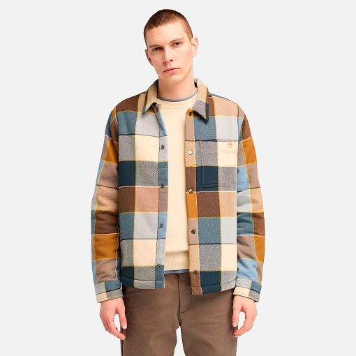 Timberland Men Clothing-Mens High Pile Fleece Lined Plaid Overshirt- TB0A6UX2EI2-timberland boots guys