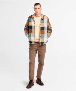 Timberland Men Clothing-Mens High Pile Fleece Lined Plaid Overshirt- TB0A6UX2EI2-timberland boots guys 2