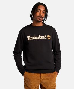 Timberland Men Clothing-Mens Kennebec River Linear Logo Crew Neck Sweatshirt- TB0A5UJY001-timberland boots for men