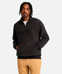 Timberland Men Clothing-Mens Linear Logo Quarter Zip Polartec® Fleece Sweatshirt- TB0A6Y5T001-mens timberland boots