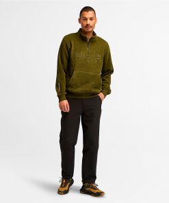 Timberland Men Clothing-Mens Linear Logo Quarter Zip Polartec® Fleece Sweatshirt- TB0A6Y5T302-timberland boots mens 2