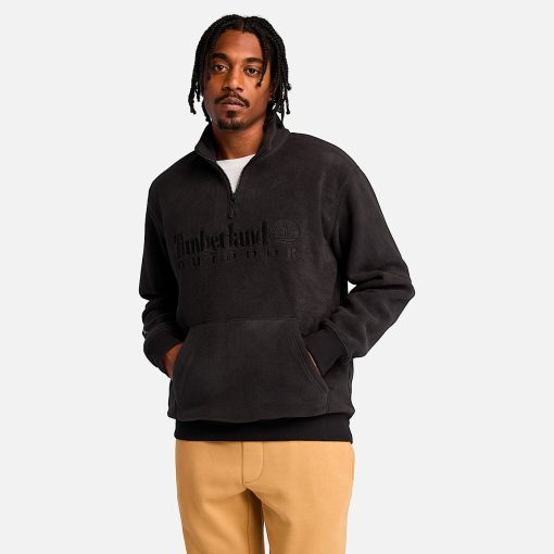 Timberland Men Clothing-Mens Linear Logo Quarter Zip Polartec® Fleece Sweatshirt- TB0A6Y5T001-mens timberland boots