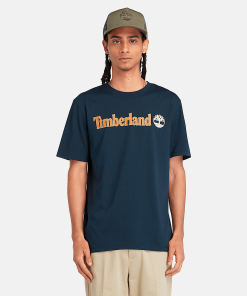 Timberland Men Clothing-Mens Linear Logo Short Sleeve T-Shirt- TB0A5UPQ433-timberland store near me