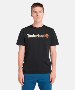 Timberland Men Clothing-Mens Linear Logo Short Sleeve T-Shirt- TB0A5UPQ001-timberland chukka boots