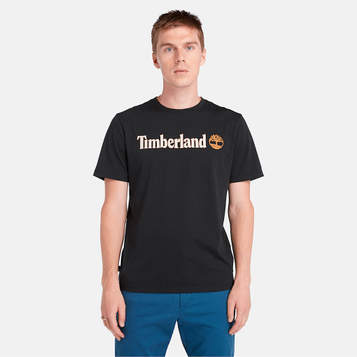 Timberland Men Clothing-Mens Linear Logo Short Sleeve T-Shirt- TB0A5UPQ001-timberland chukka boots