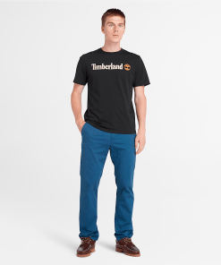 Timberland Men Clothing-Mens Linear Logo Short Sleeve T-Shirt- TB0A5UPQ001-timberland chukka boots 2