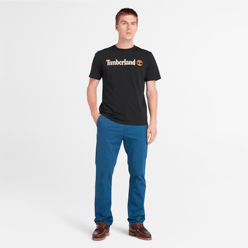 Timberland Men Clothing-Mens Linear Logo Short Sleeve T-Shirt- TB0A5UPQ001-timberland chukka boots - Image 2