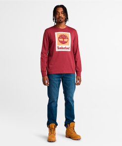 Timberland Men Clothing-Mens Stack Logo Colored Long Sleeve Tee- TB0A5VBB600-steel cap timberlands 2