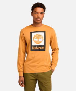 Timberland Men Clothing-Mens Stack Logo Colored Long Sleeve Tee- TB0A5VBBP47-timberland boots guys