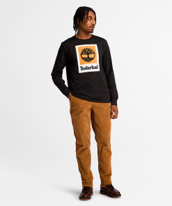 Timberland Men Clothing-Mens Stack Logo Colored Long Sleeve Tee- TB0A5VBB001-black timberland boots men 2