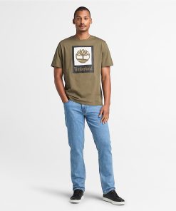 Timberland Men Clothing-Square Stack Logo Short-Sleeve T-Shirt- TB0A5QS2A58-timberland steel toe shoes 2