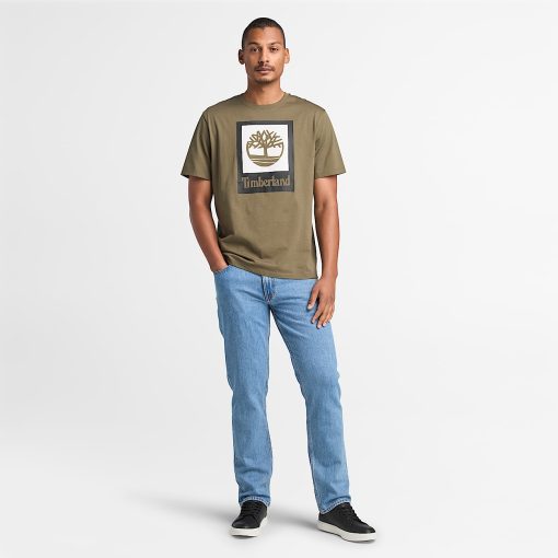 Timberland Men Clothing-Square Stack Logo Short-Sleeve T-Shirt- TB0A5QS2A58-timberland steel toe shoes - Image 2