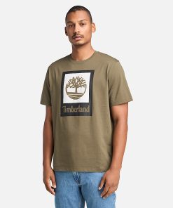 Timberland Men Clothing-Square Stack Logo Short-Sleeve T-Shirt- TB0A5QS2A58-timberland steel toe shoes