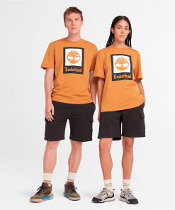 Timberland Men Clothing-Square Stack Logo Short-Sleeve T-Shirt- TB0A5QS2P47-timberland steel toe boots