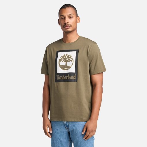 Timberland Men Clothing-Square Stack Logo Short-Sleeve T-Shirt- TB0A5QS2A58-timberland steel toe shoes