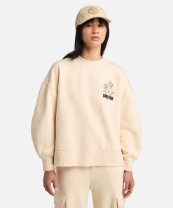 Timberland Women Clothing-Womens Brushed Chest Graphic Crew Sweatshirt- TB0A5ZX7EFL-black timberland boots men