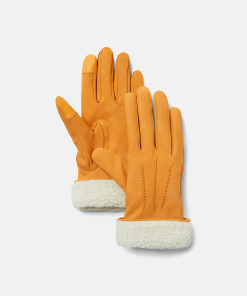 Timberland Women Accessories-Womens Leather Gloves with Fleece Cuffs- TB0A2NQA231-timberlands