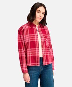 Timberland Women Clothing-Womens Midweight Flannel Pocket Shirt- TB0A5Z73I67-black timberland