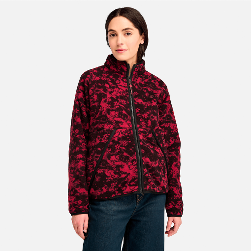 Timberland Women Clothing-Womens Printed Full-Zip High Pile Fleece Jacket- TB0A5ZUQEFY-timberlands boots