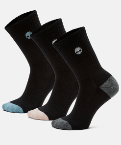 Timberland Women Accessories-Womens Sagamore Beach 3-Pack Half-Cushioned Crew Socks- TB0A1EVE015-womens timberland boots