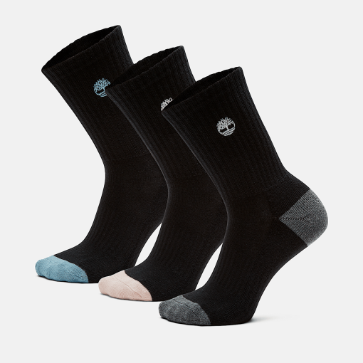 Timberland Women Accessories-Womens Sagamore Beach 3-Pack Half-Cushioned Crew Socks- TB0A1EVE015-womens timberland boots