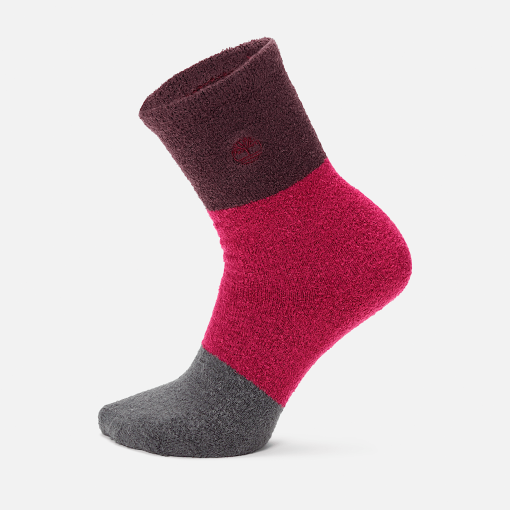 Timberland Women Accessories-Womens Timberland® Color Block Fuzzy Shortie Crew Sock- TB0A61D6501-black timberland