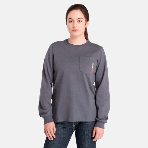 Timberland Timberland PRO® Women's Workwear-Womens Timberland PRO® Cotton Core Flame-Resistant Long-Sleeve T-Shirt- TB0A6DFF003-timberland shoes for men