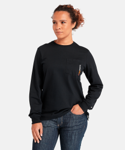 Timberland Timberland PRO® Women’s Workwear-Womens Timberland PRO® Cotton Core Flame-Resistant Long-Sleeve T-Shirt- TB0A6DFF001-which rapper made timbaland boots popular