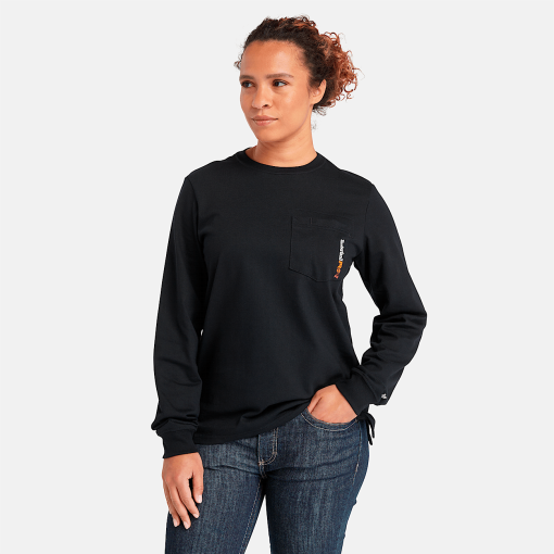 Timberland Timberland PRO® Women's Workwear-Womens Timberland PRO® Cotton Core Flame-Resistant Long-Sleeve T-Shirt- TB0A6DFF001-which rapper made timbaland boots popular